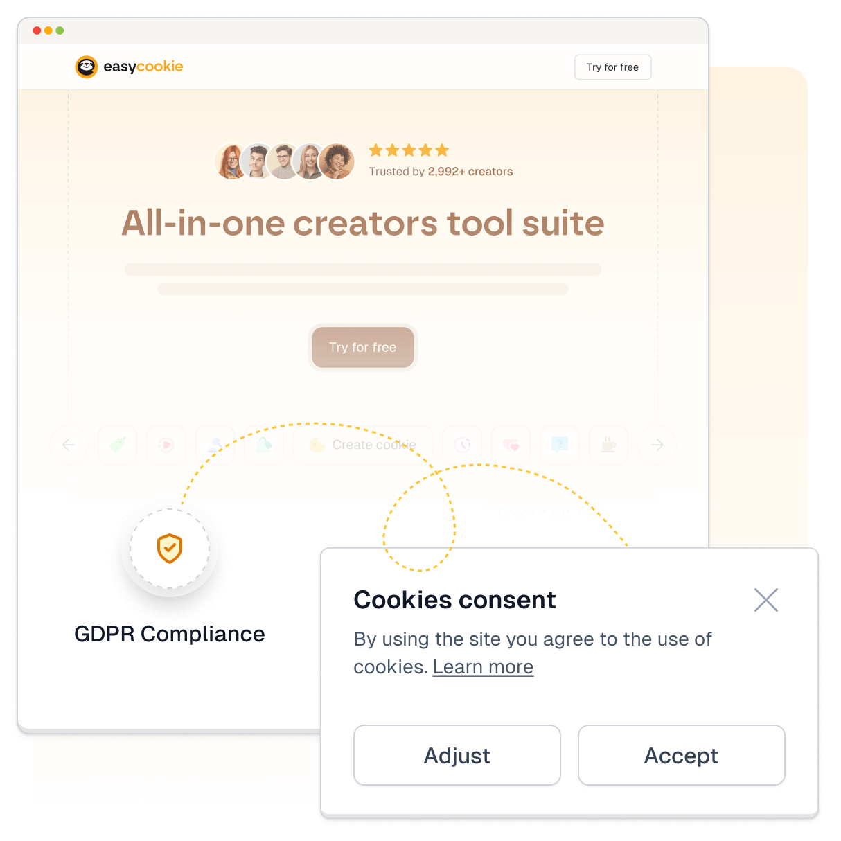 Consentimiento de cookies mostrado en una web