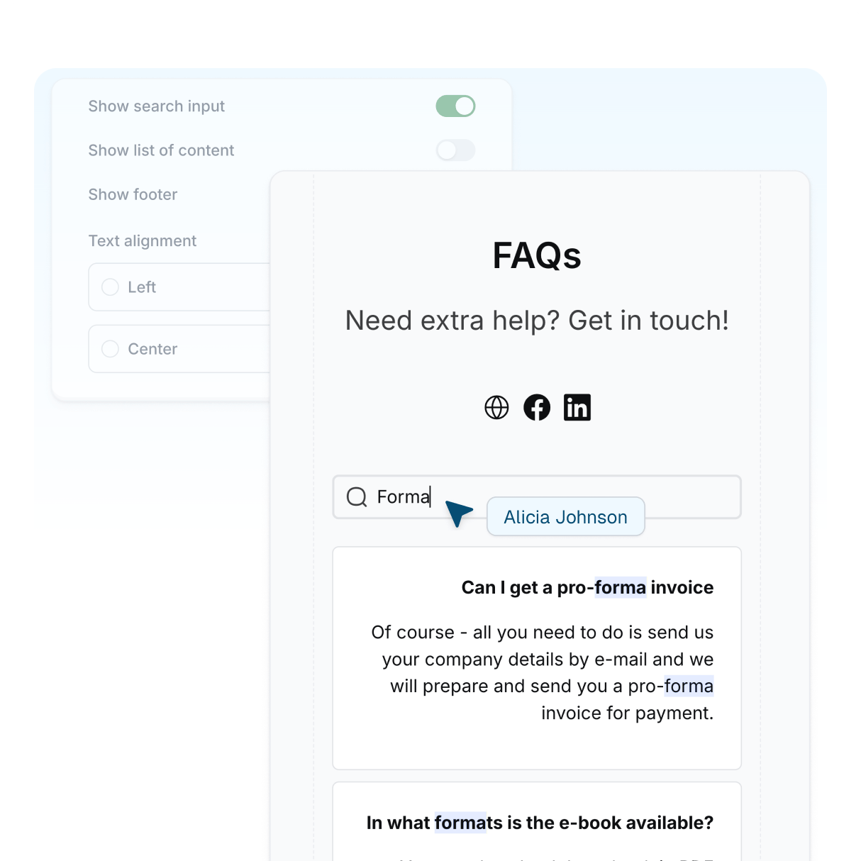 EasyFAQ section with a search bar.