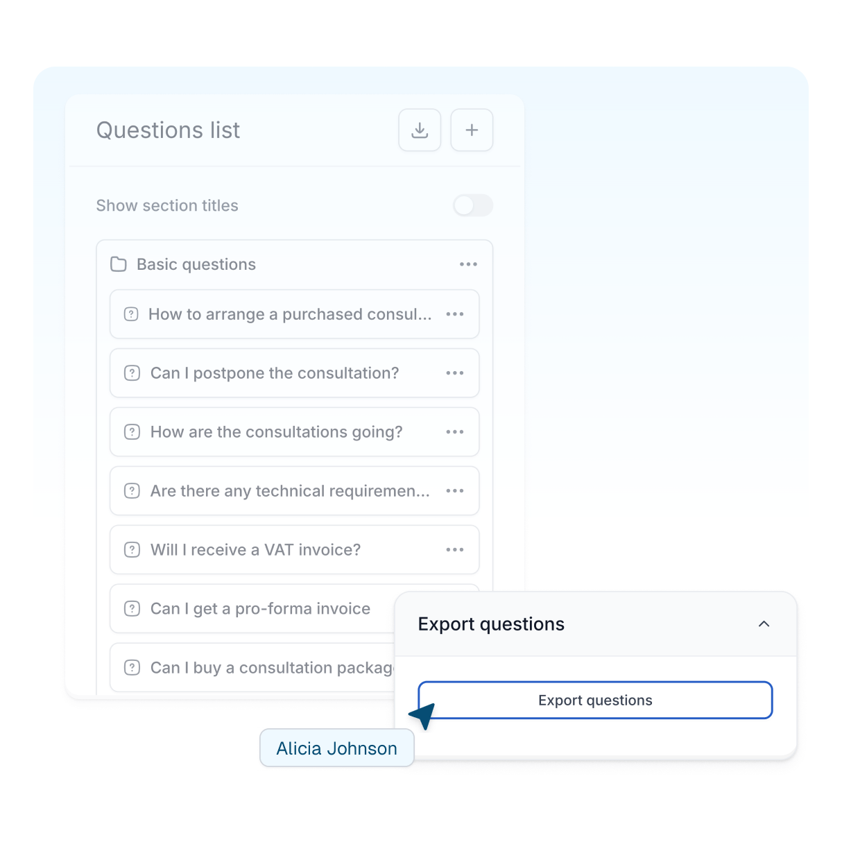 Module for exporting FAQ questions.