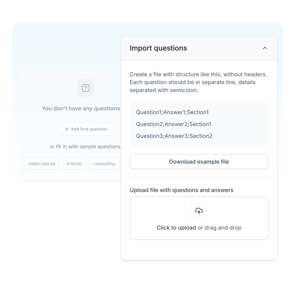 Module for importing questions to a FAQ section.