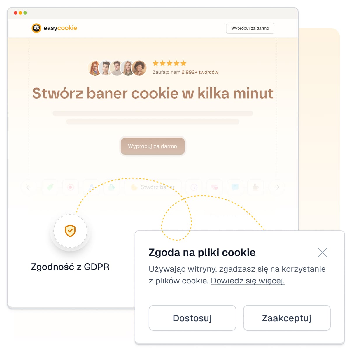 Baner zgody na cookie wyświetlony na stronie