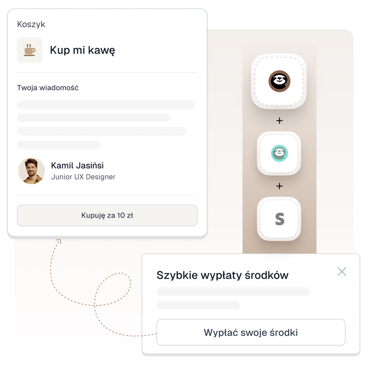 Koszyk Easycart obsługujący wsparcie dla twórcy.