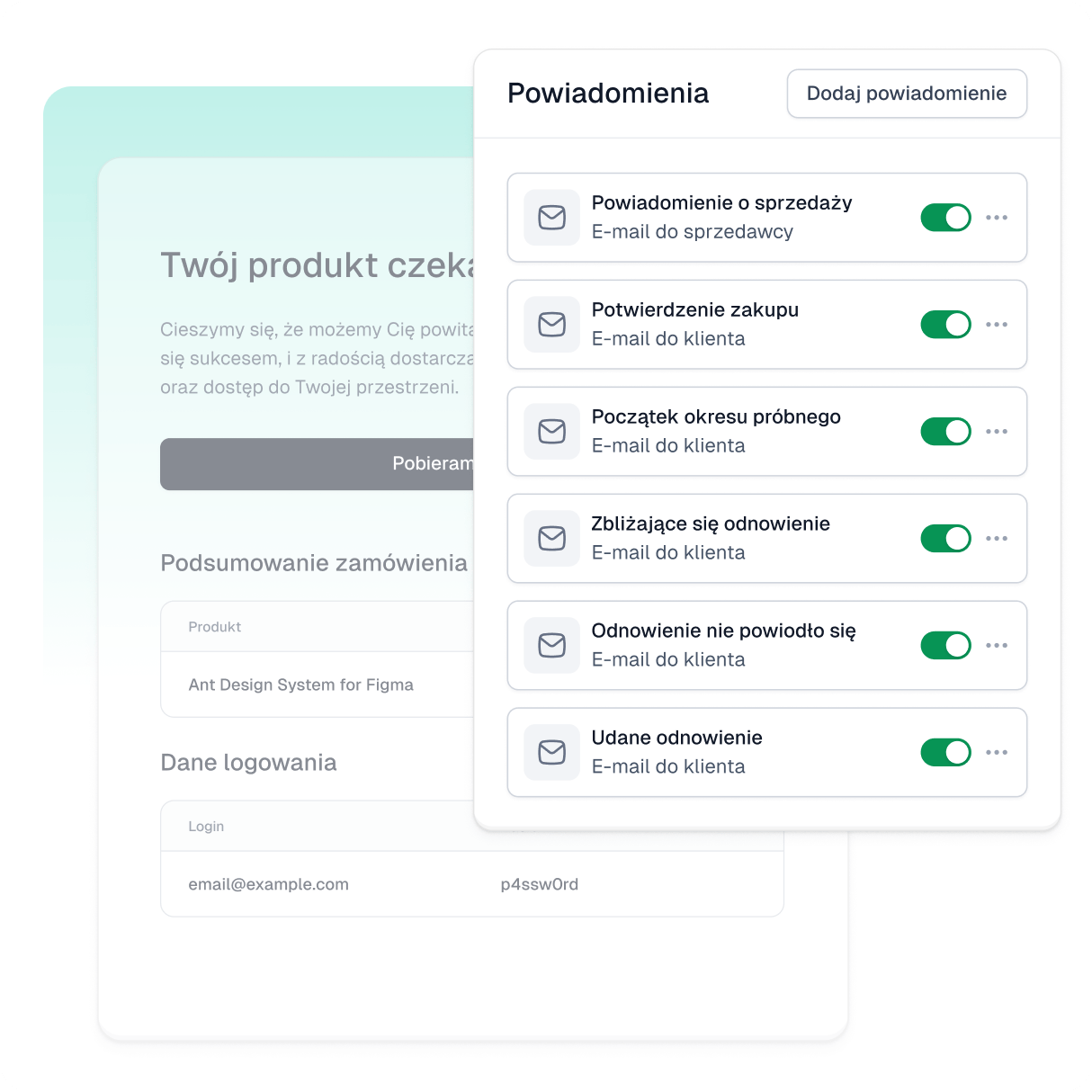 Powiadomienia i e-maile Easycart w polskiej wersji językowej