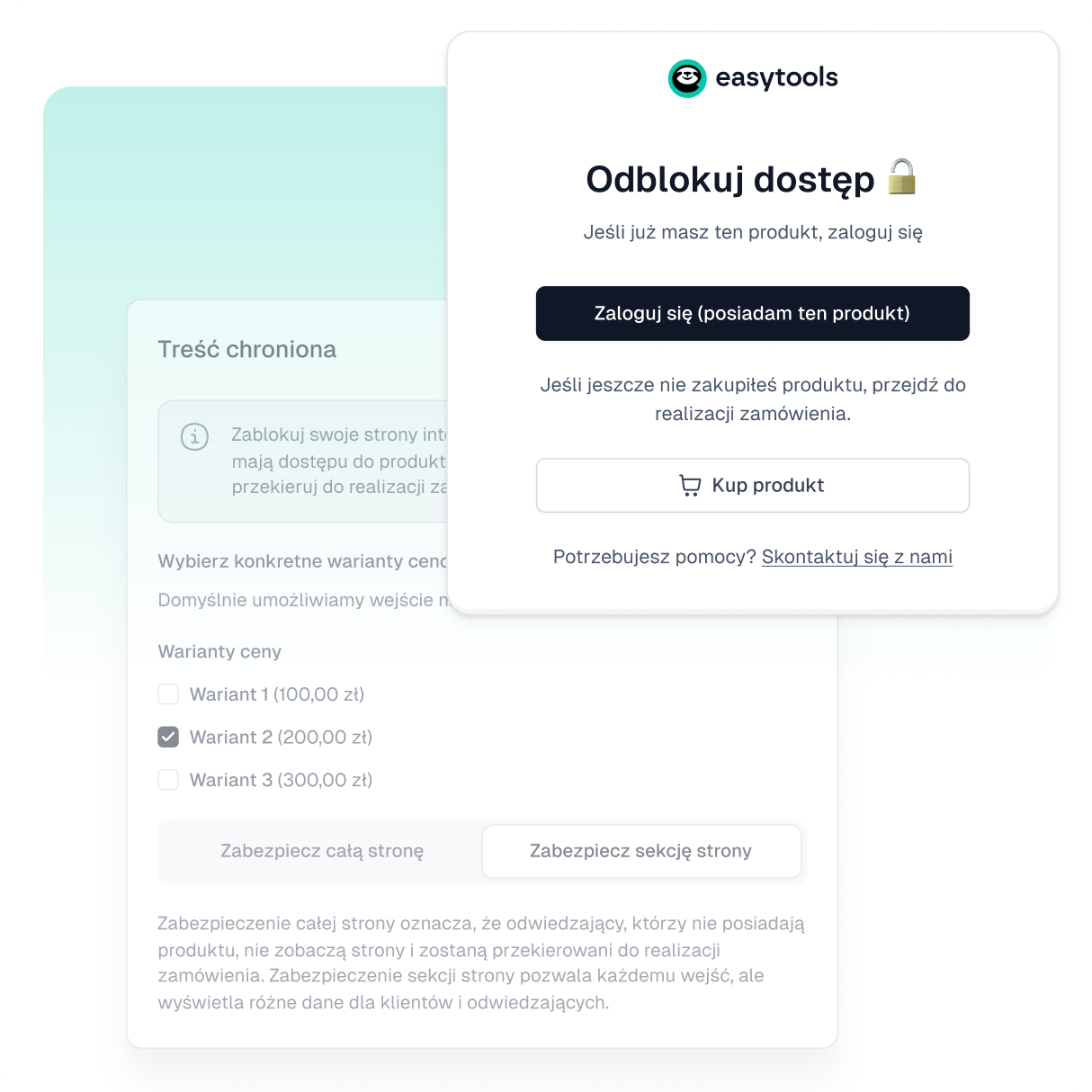 Ochrona produktów i uwierzytelnianie Easycart w polskiej wersji językowej
