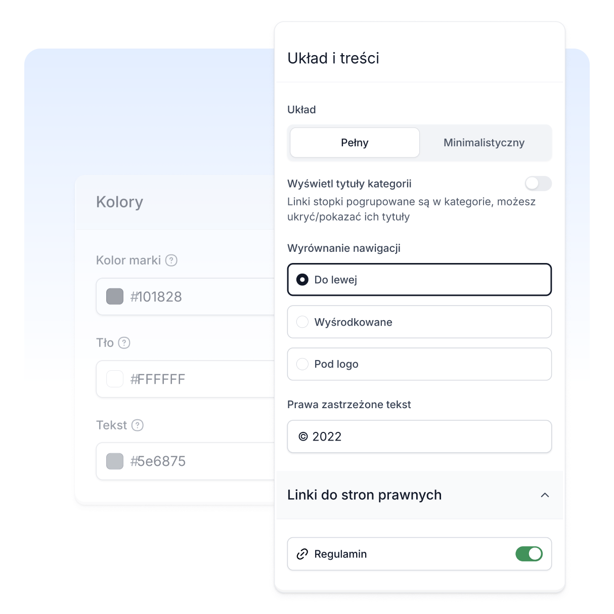 Interfejs kreatora stopki Easylegal