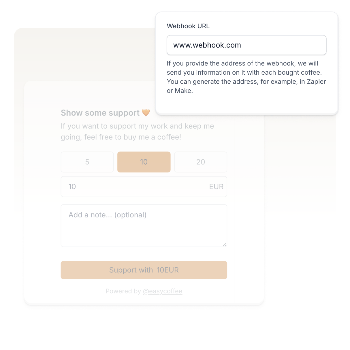 Configuración del webhook de Easycoffee.