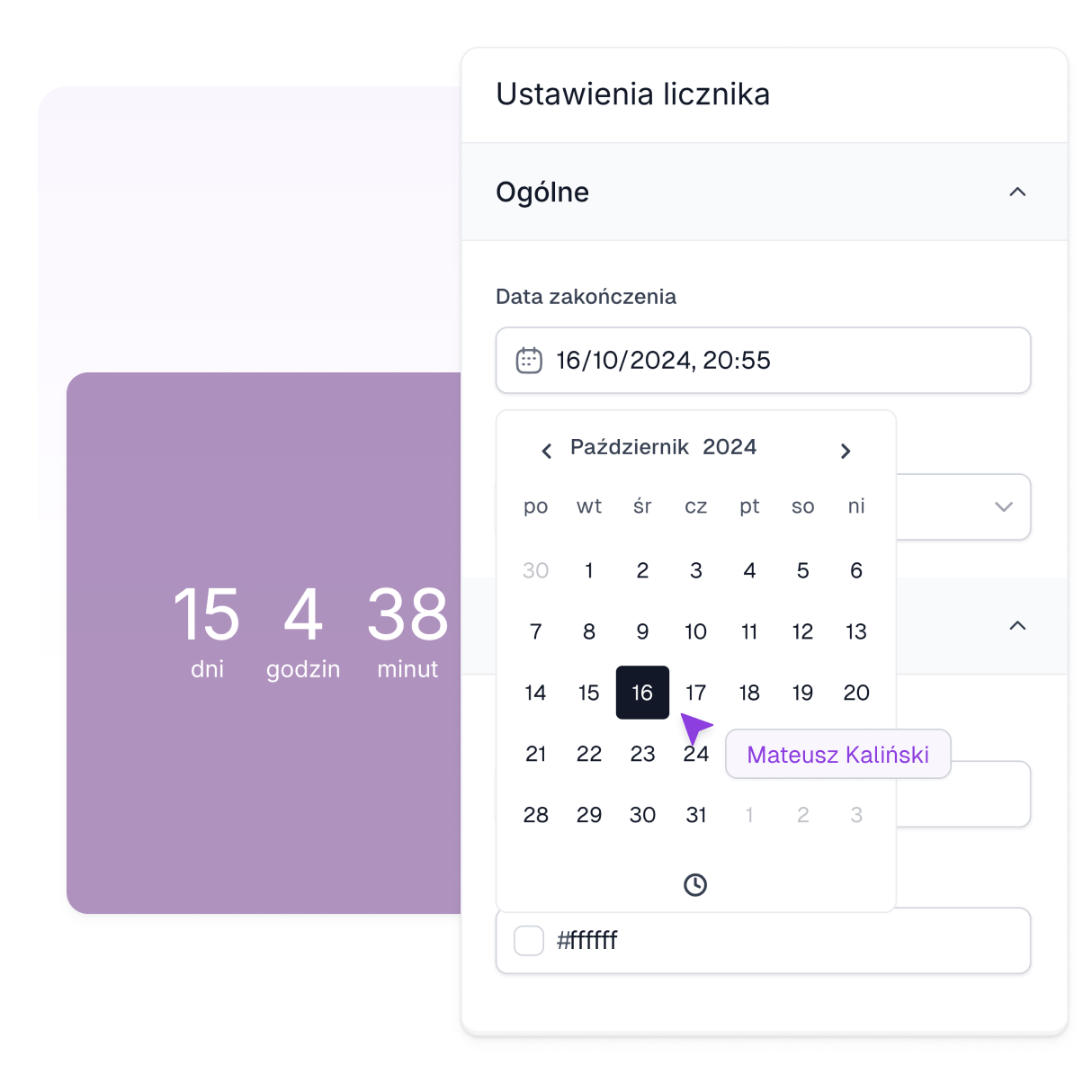 Widok kalendarza w konfiguratorze Easytimer.