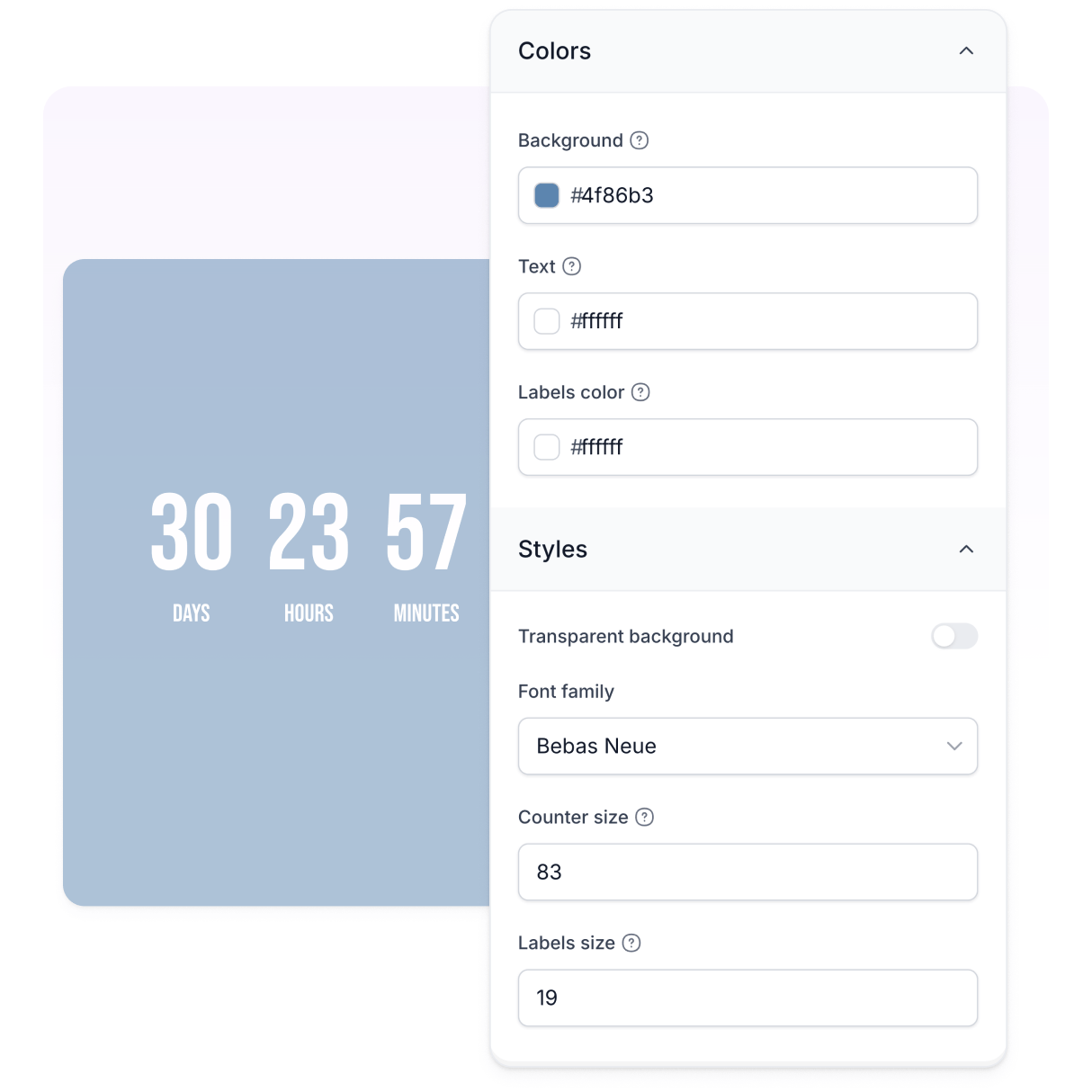 Easytimer custom styling options.
