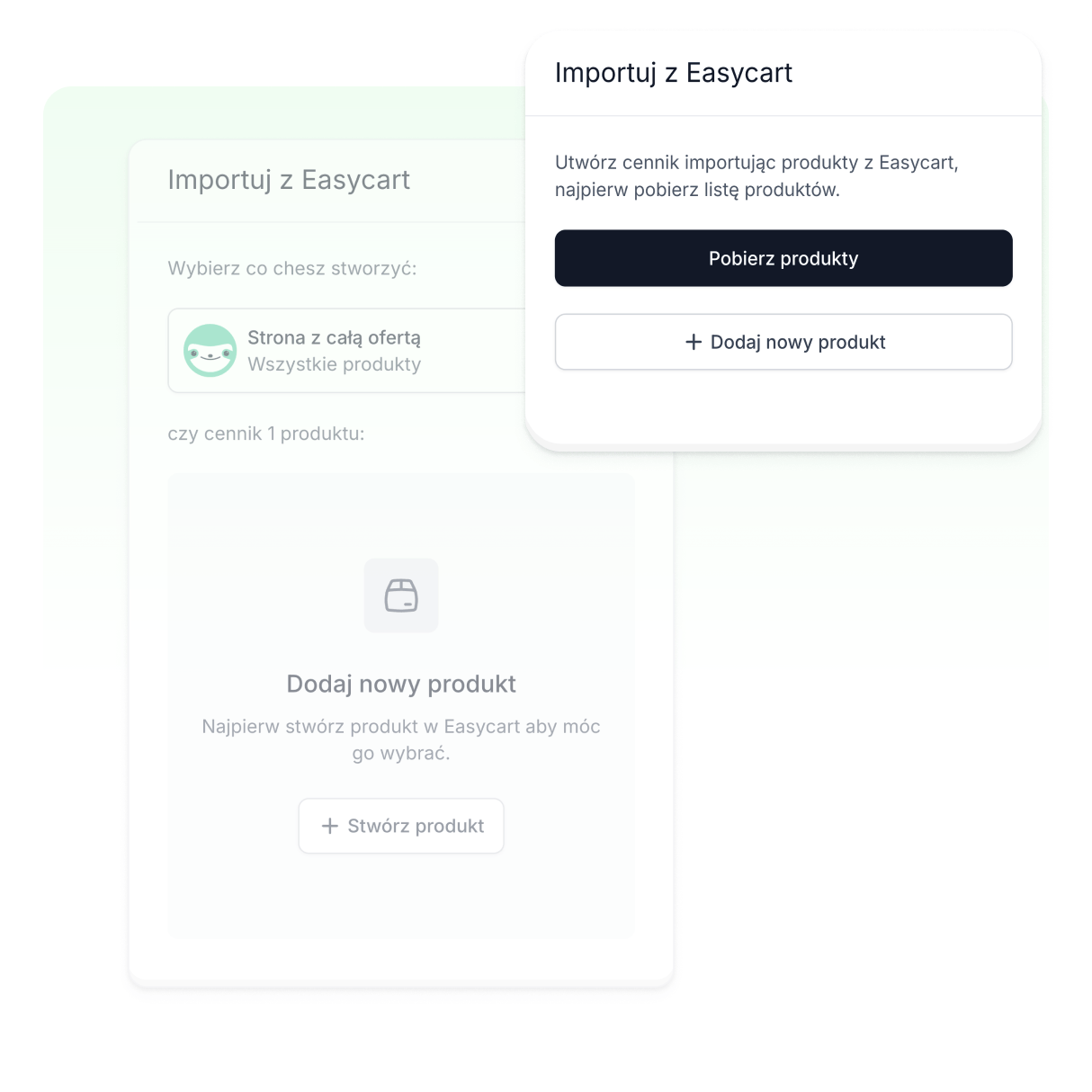 Interfejs Easyoffer pozwalający zaimportować produkty z Easycart