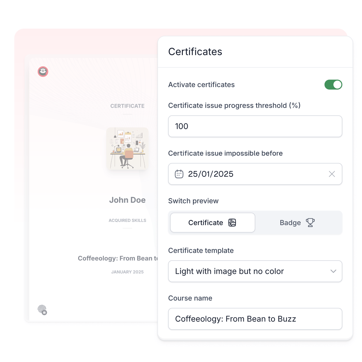 Easyplayer certificates screen