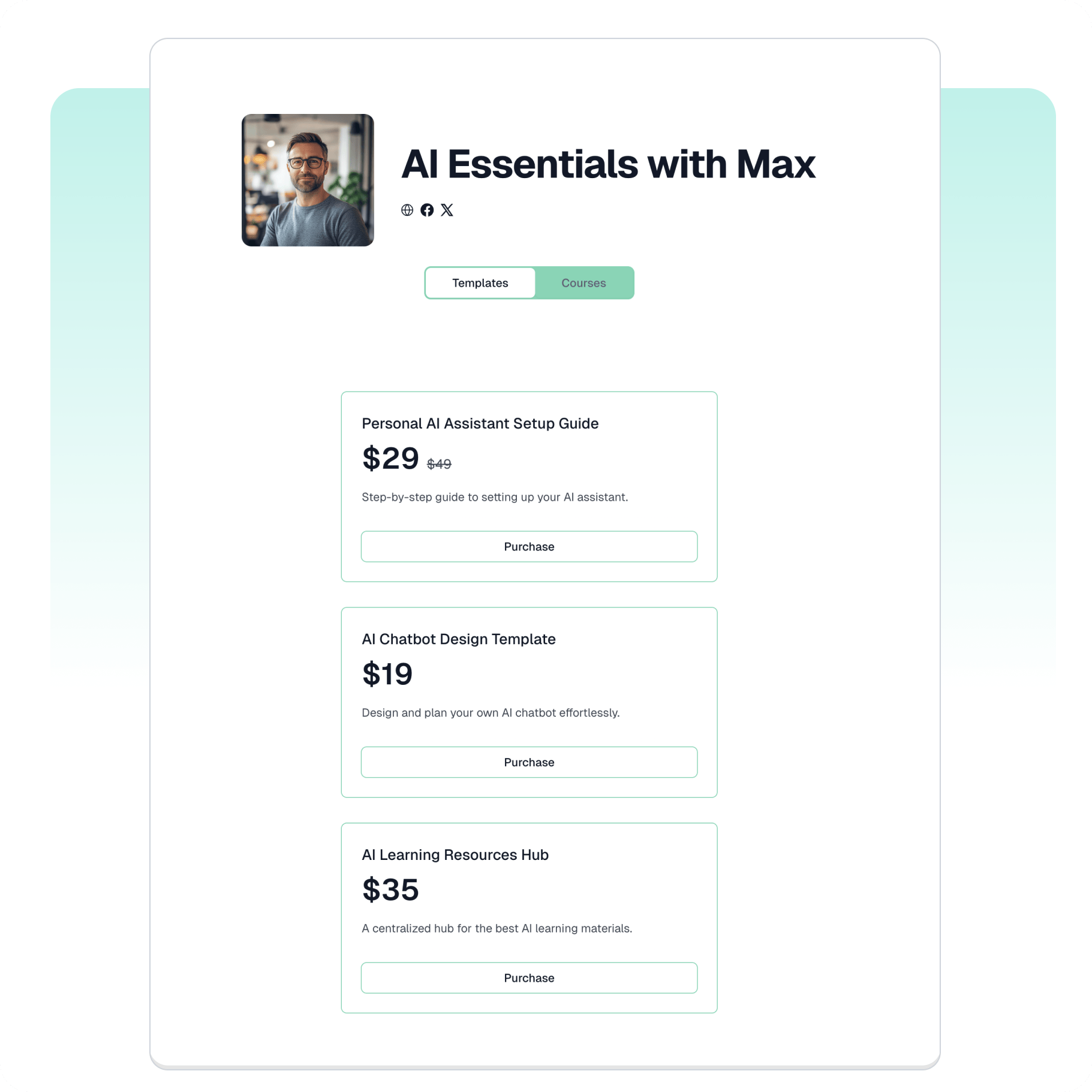 Easytools interface with a storefront and checkout redirect