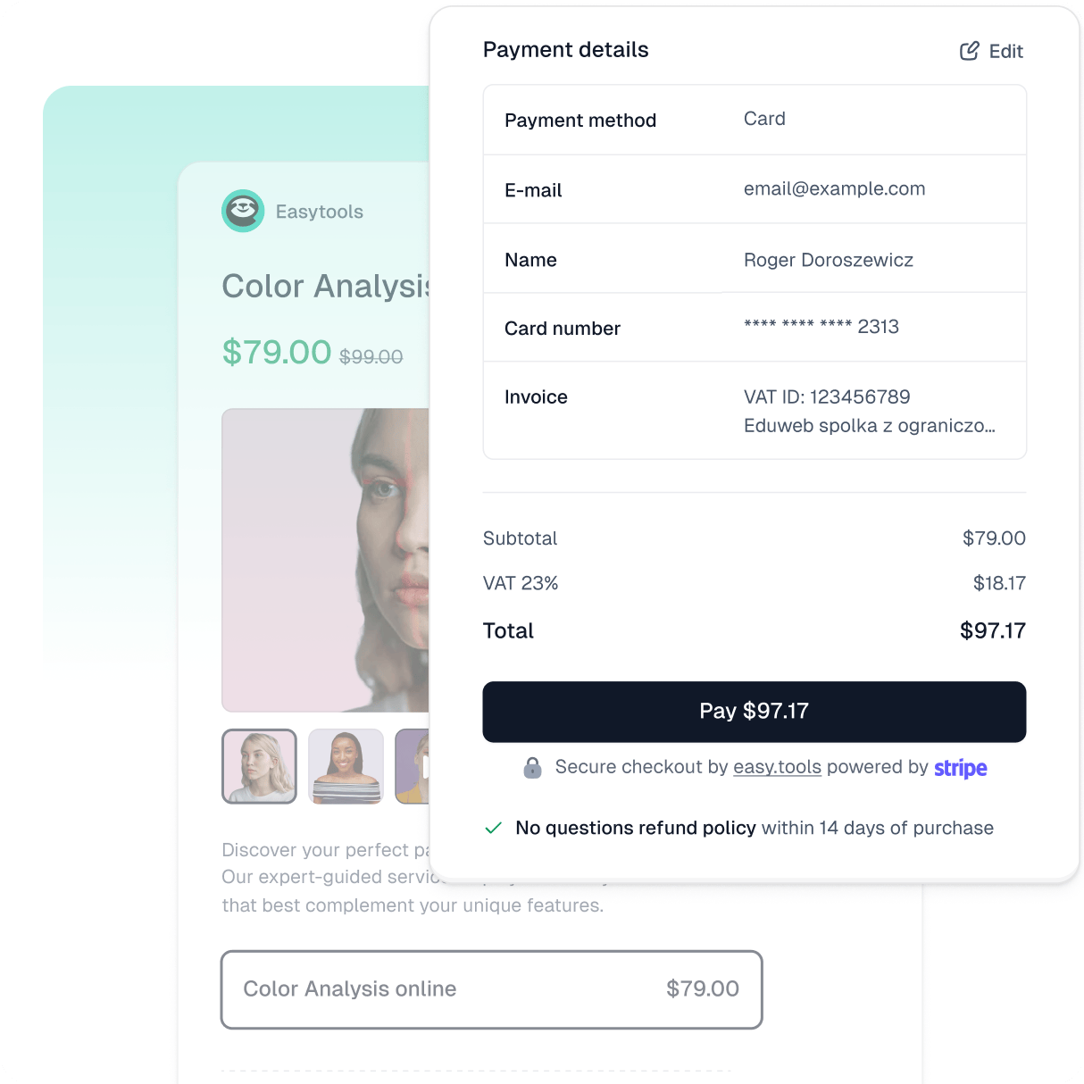 Easycart checkout with one-click payments option.
