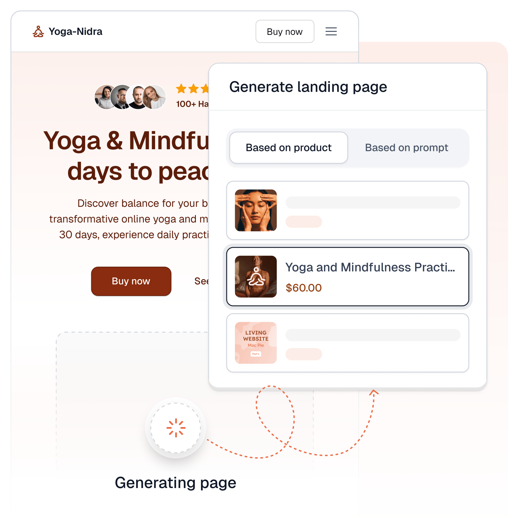 Selecting a product in Easypage