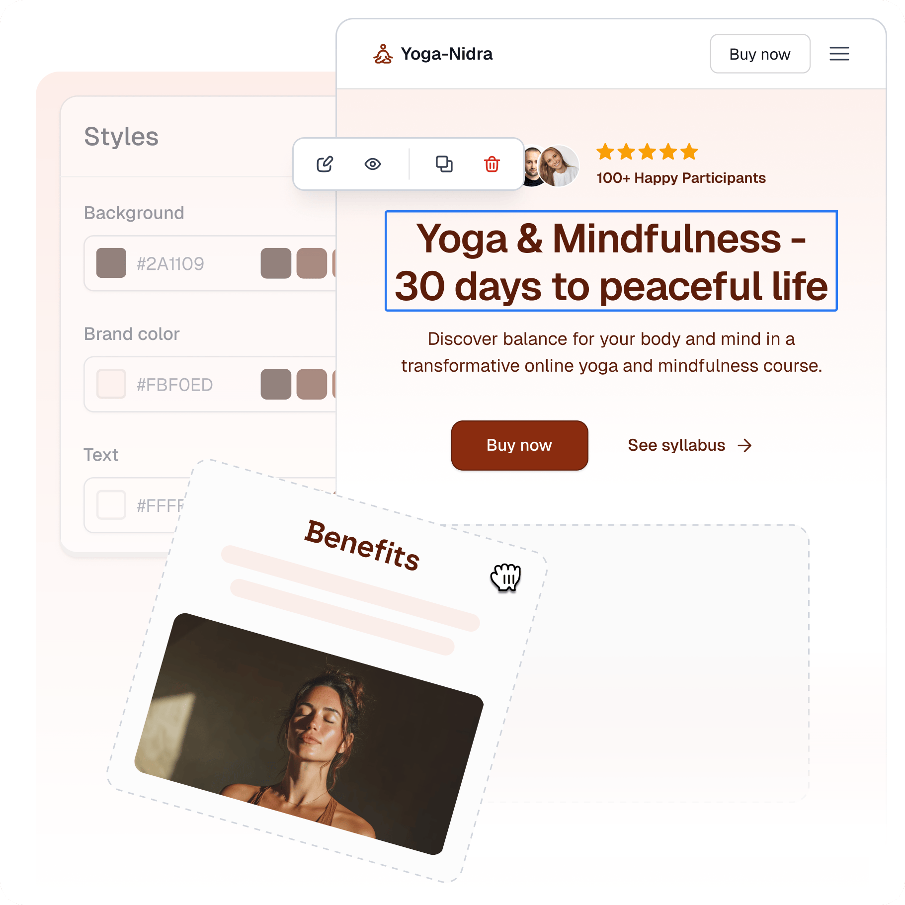 Easypage AI website builder with drag and drop editing