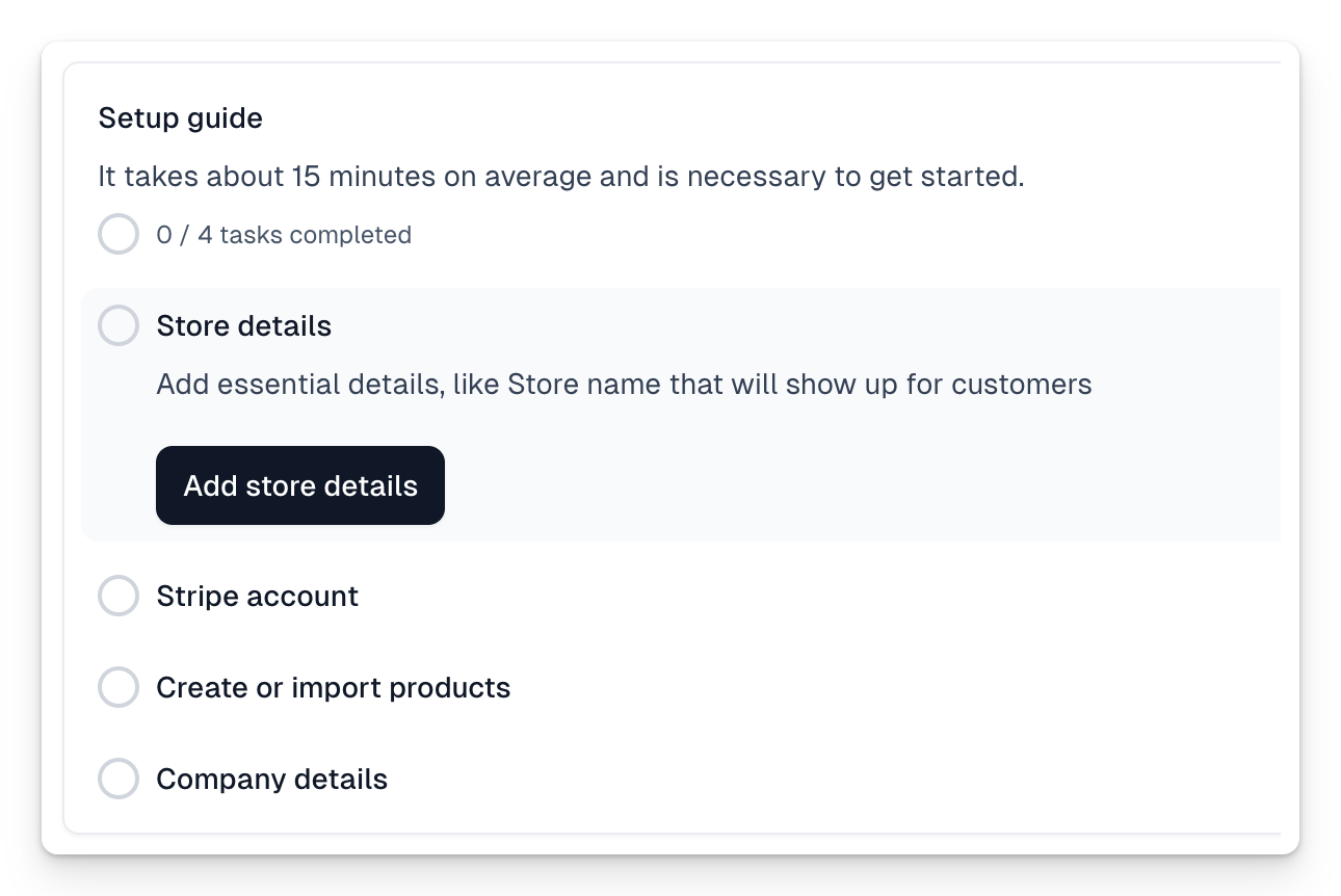 Quick account setup