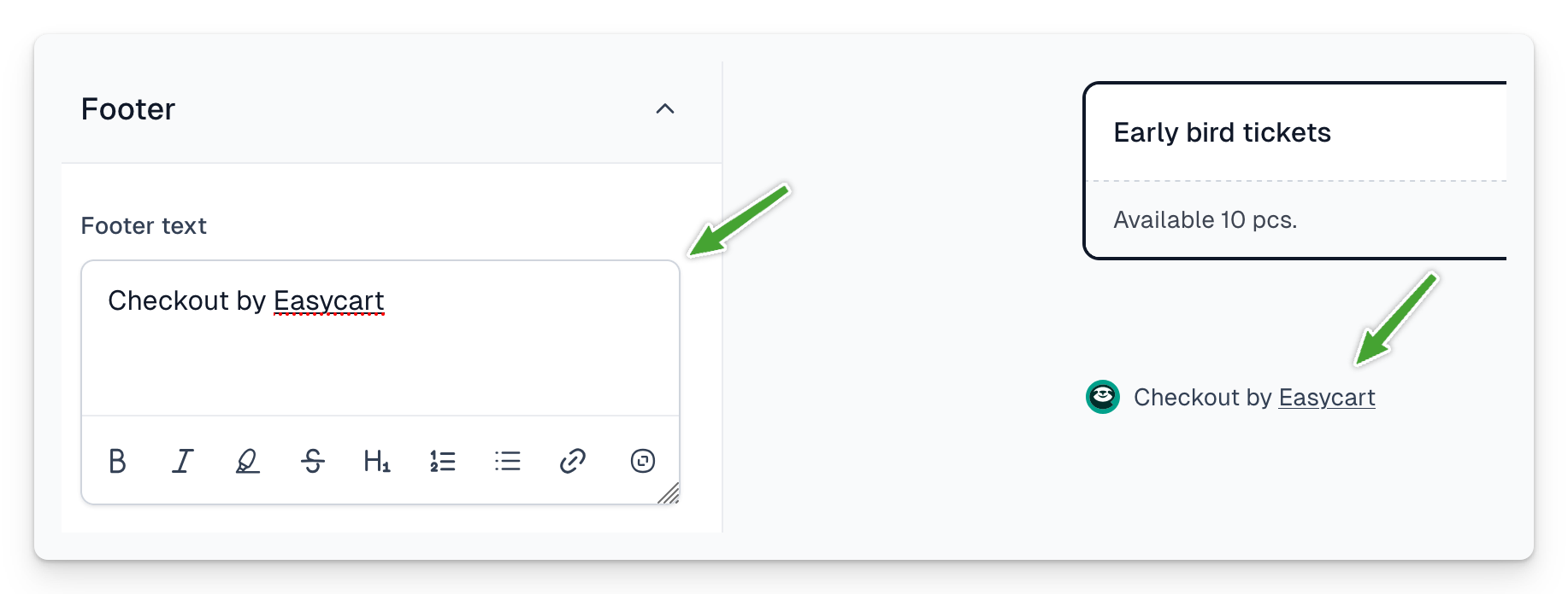 Customising footer