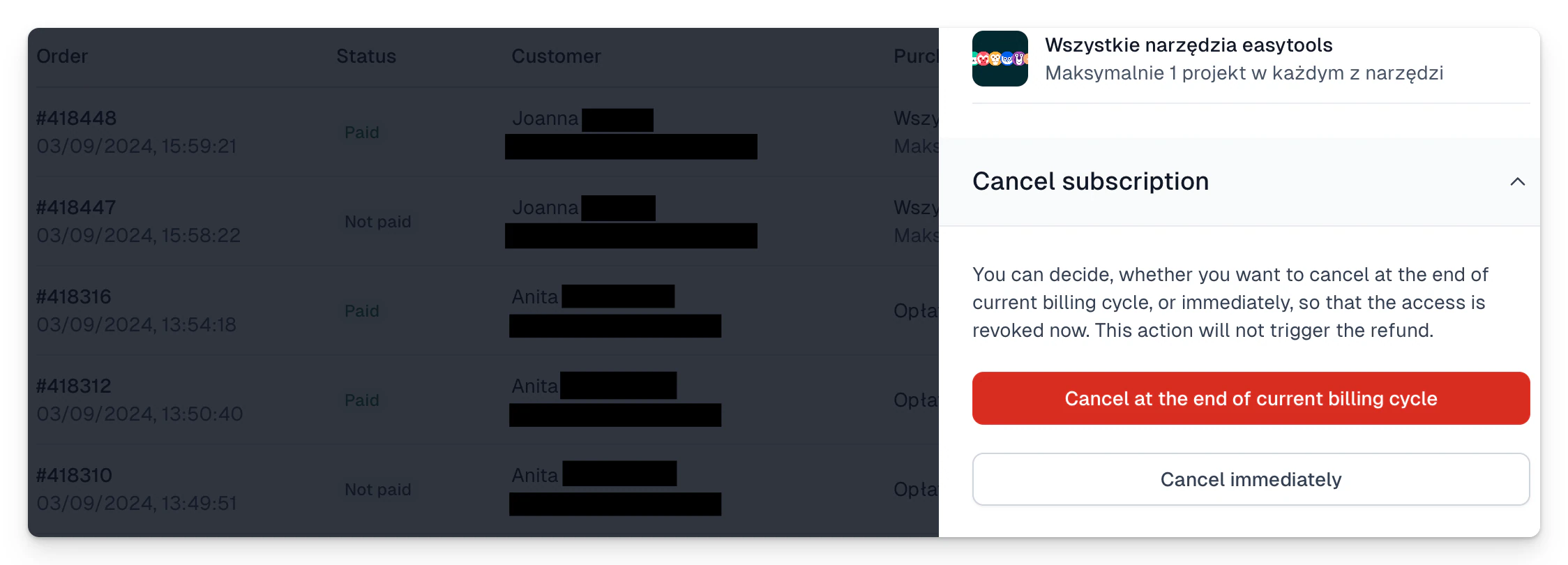 Managing subscriptions