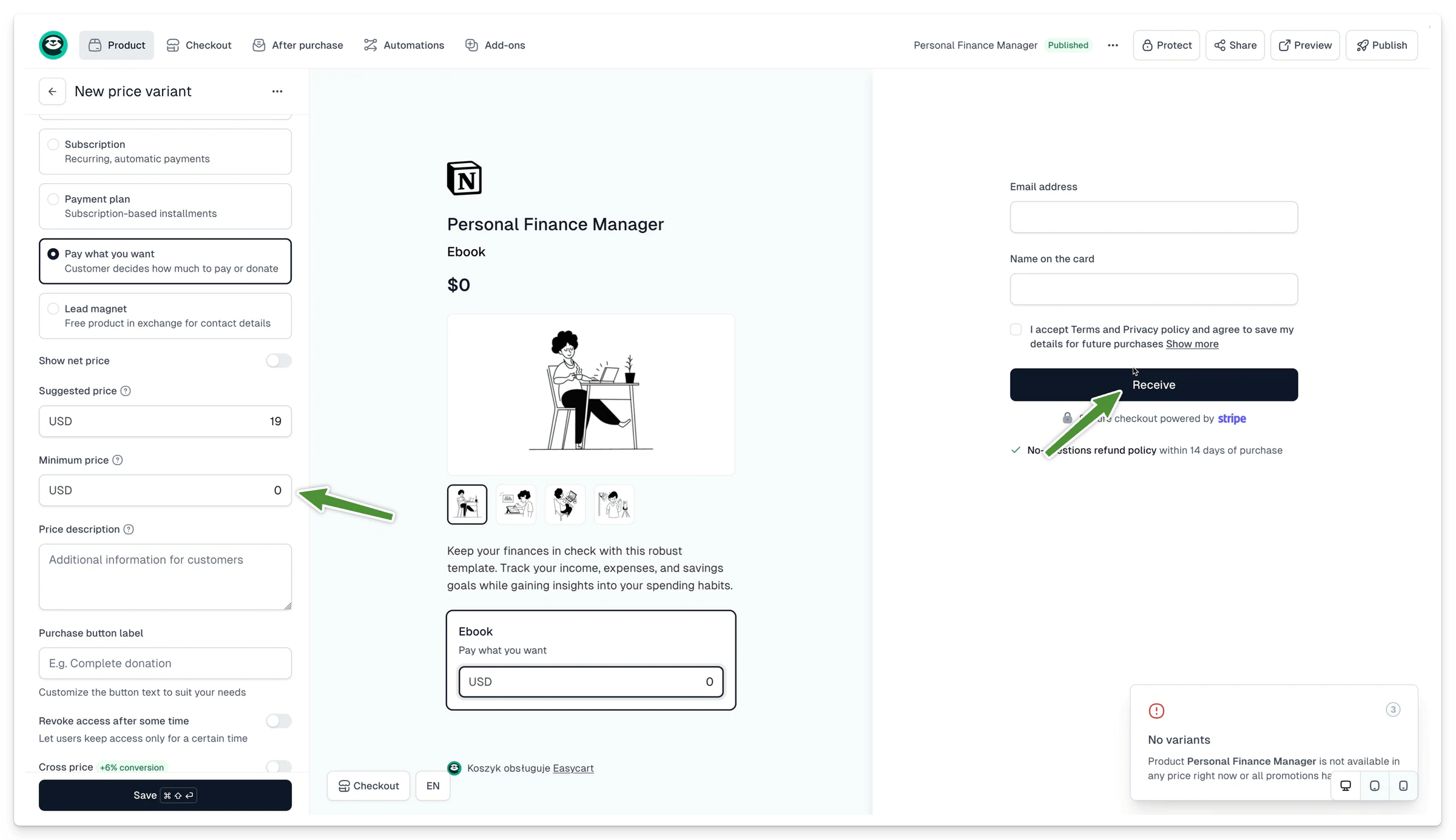 Introducing the 'Pay What You Want' pricing model: checkout screenshot view 2