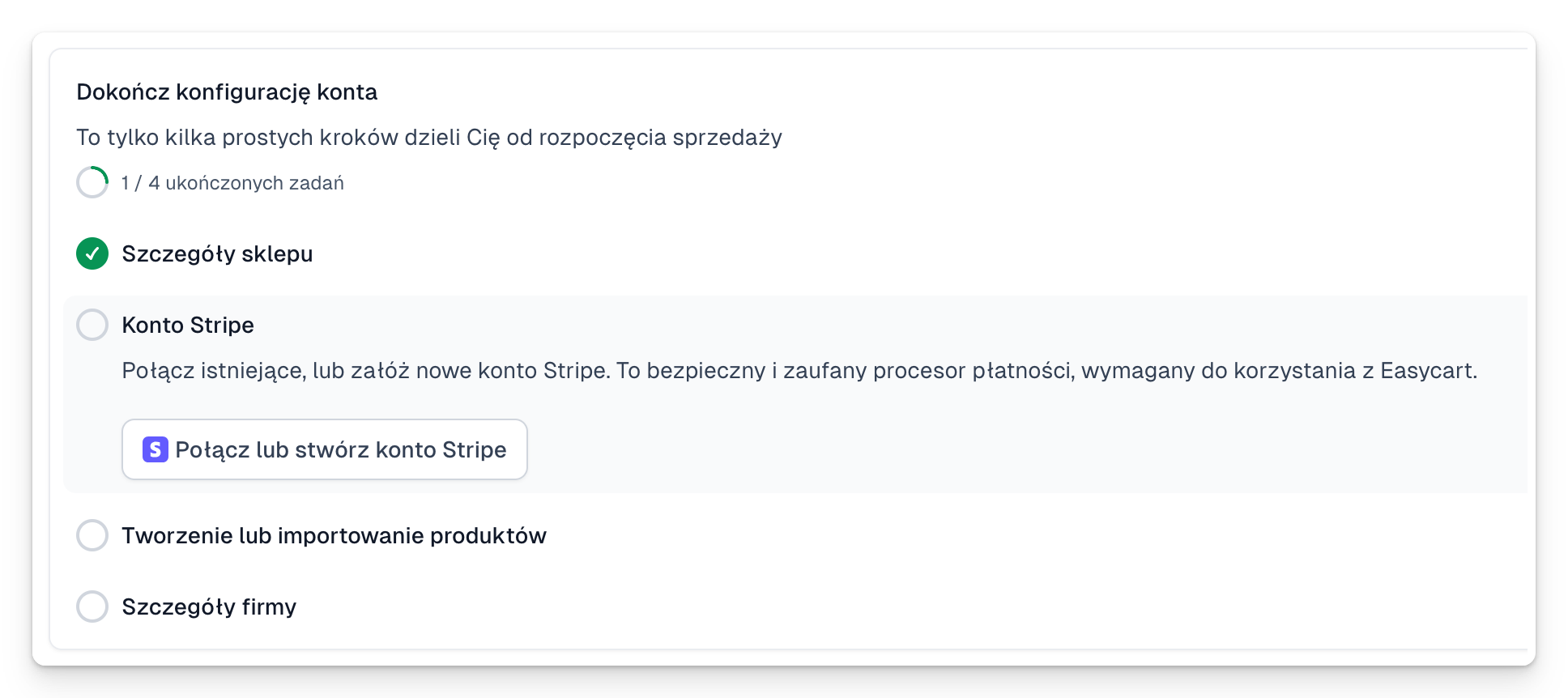 Połączenie konta Stripe