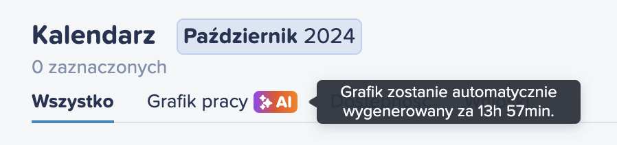 W razie wprowadzenia jakichkolwiek poprawek, na ekranie kalendarza przy ikonie AI pojawi się odpowiednia informacja…