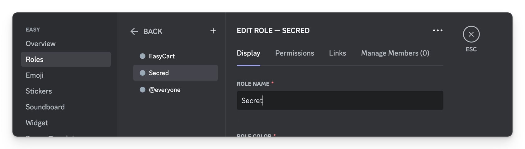 Editing role names on Discord