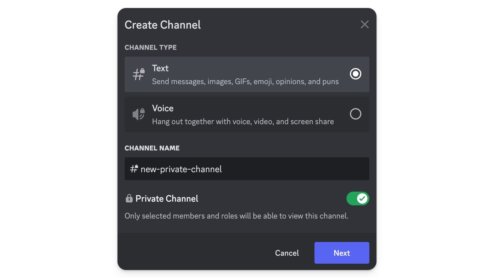 Creating or assigning a channel with the role in Discord