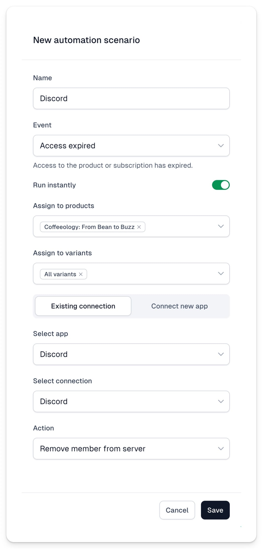 Automation scenario removing access after an expired subscription