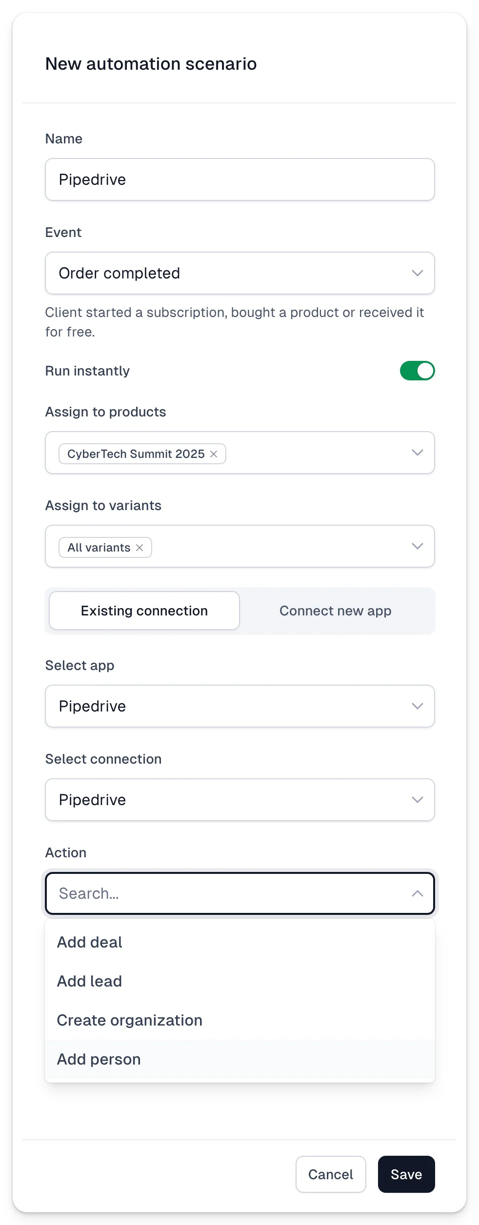 6793b9e00ee18c345984b9b7 6793b9d48e76d0ccc4cecf52 pipedrive automation