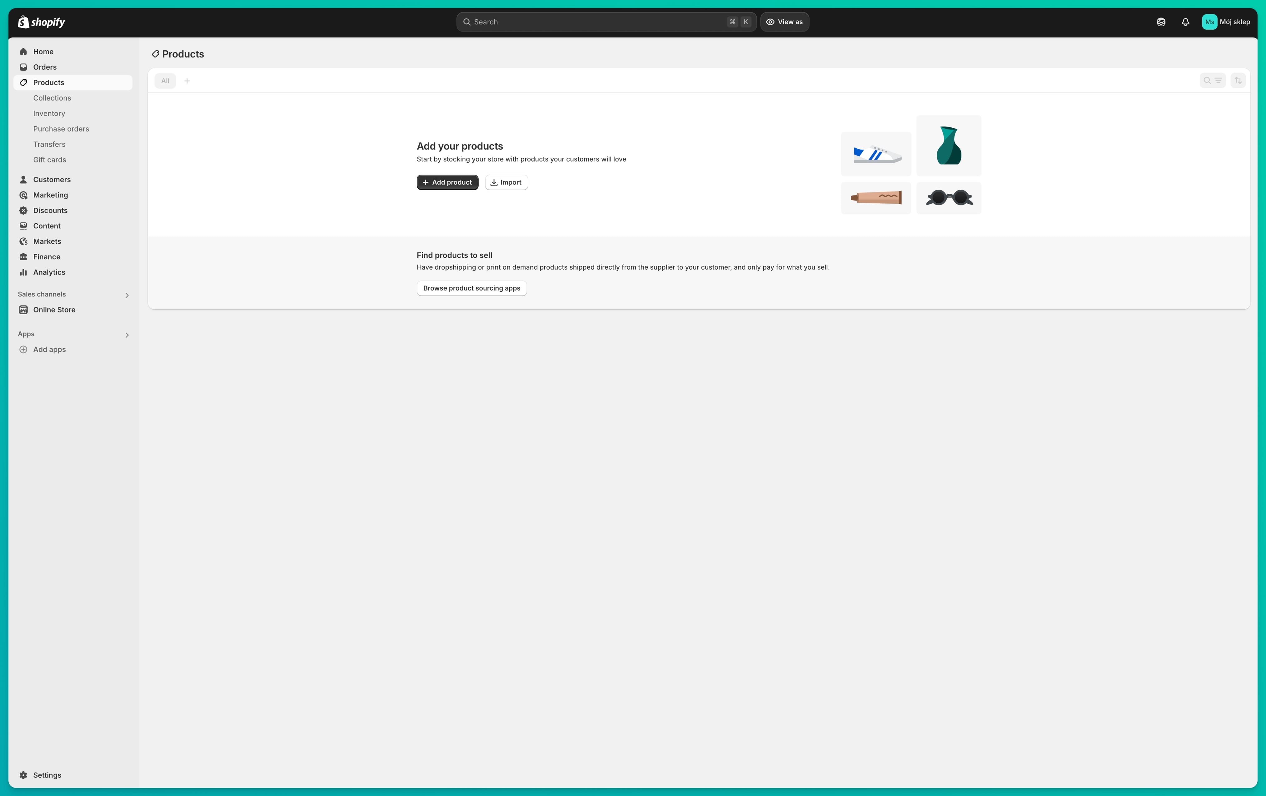 Interfaz de vendedores de Shopify