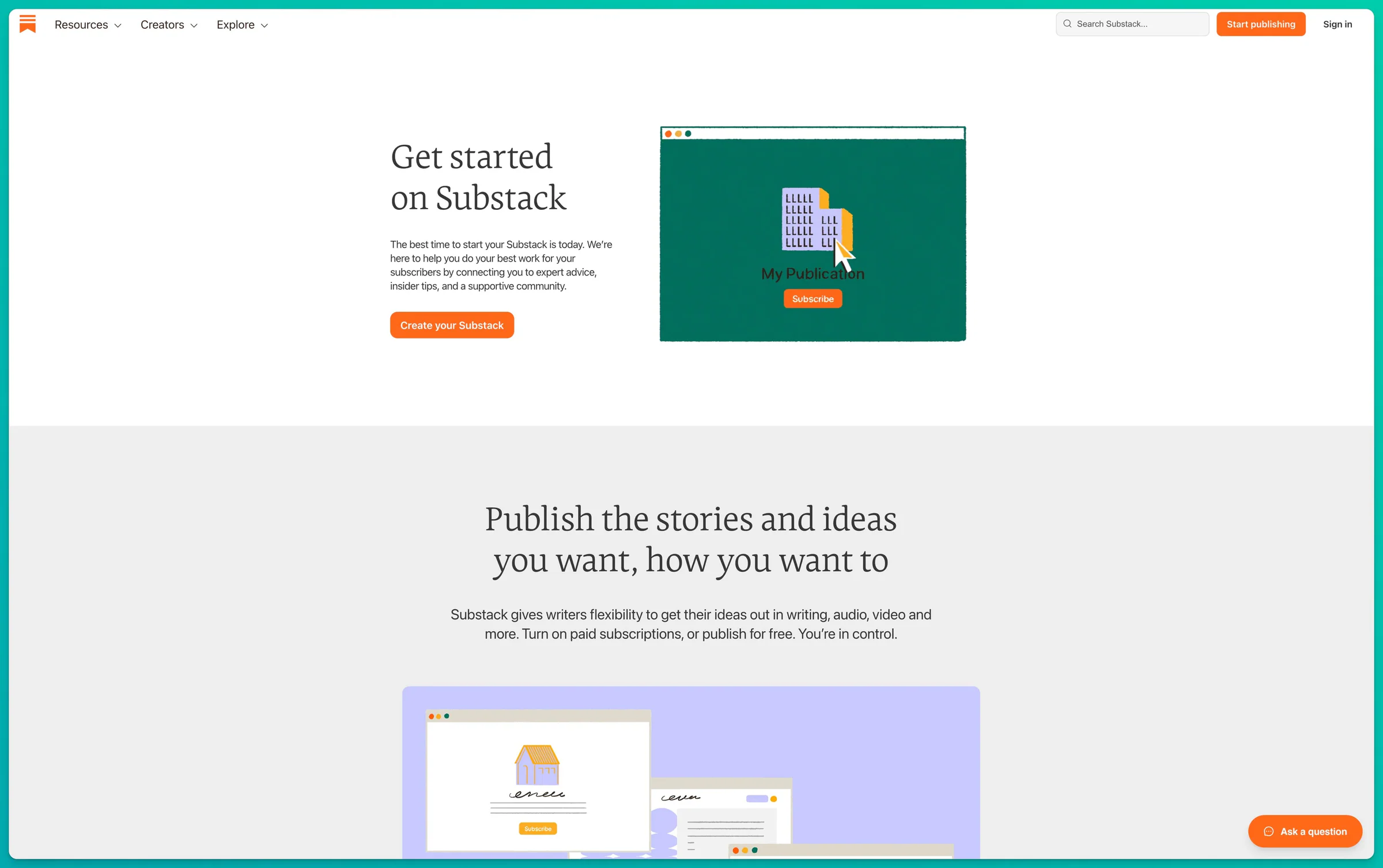 Sitio web oficial de Substack