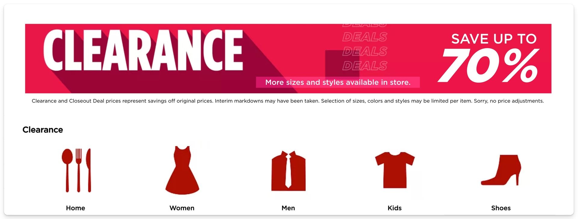 Kohls: https://www.kohls.com/catalog/clearance.jsp?CN=Promotions:Clearance