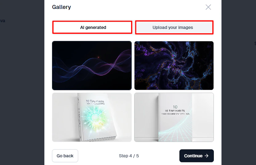 Import et sélection des images d'un produit