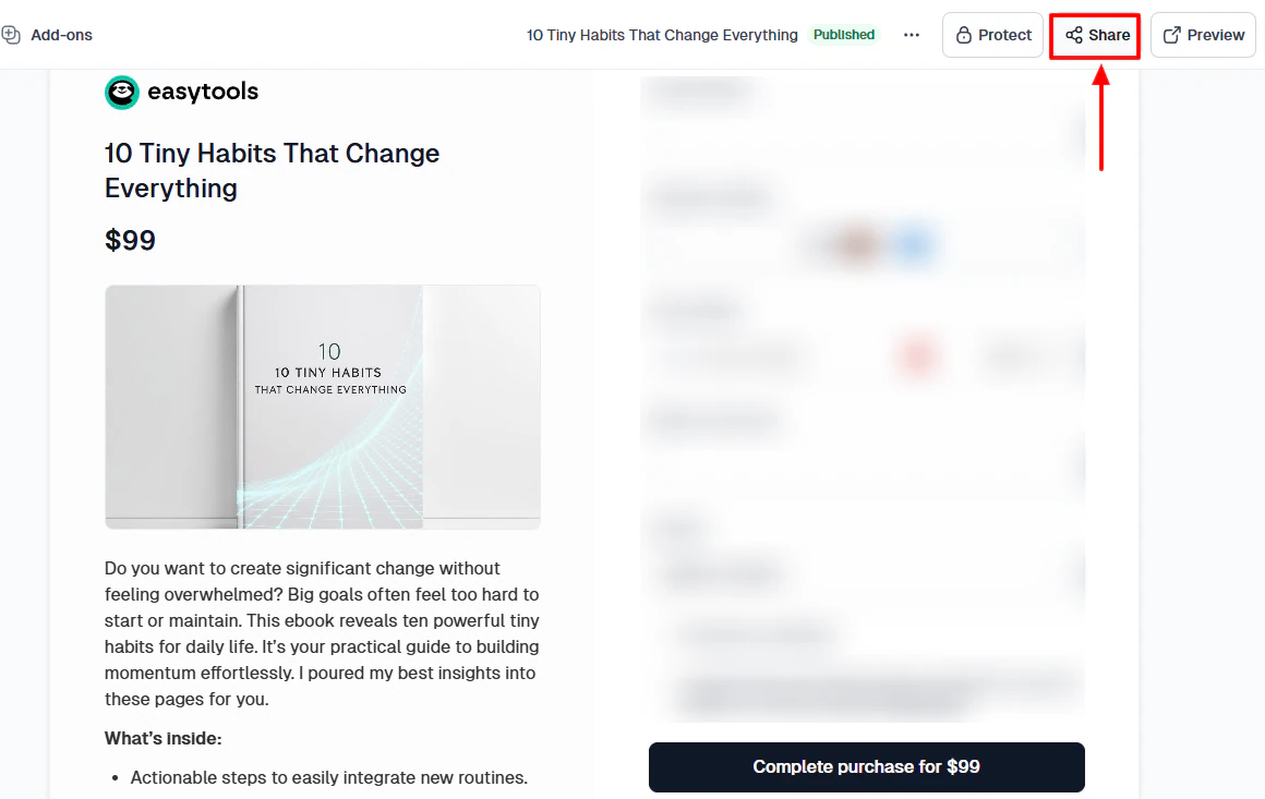 Partage d'une page produit depuis une plateforme de type Loom