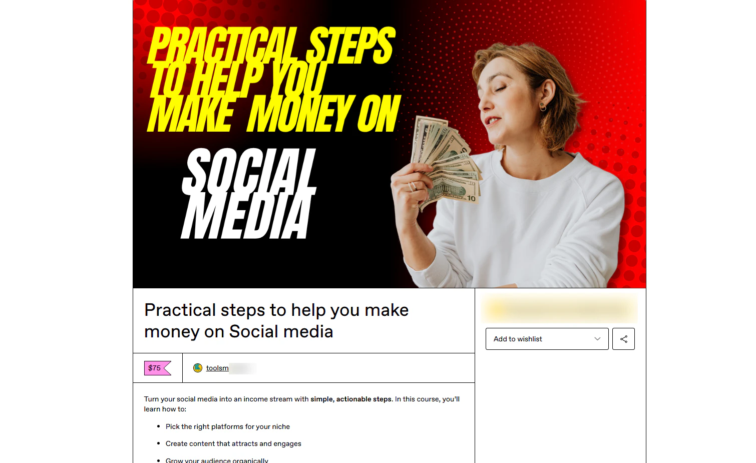 Contenu marketing d'une formation sur les réseaux sociaux