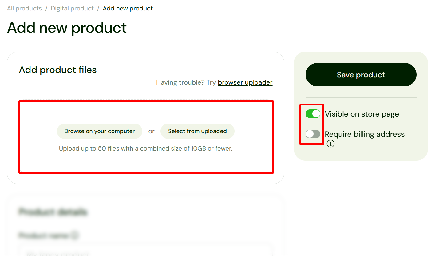 Réglages d'import de nouveaux fichiers produit