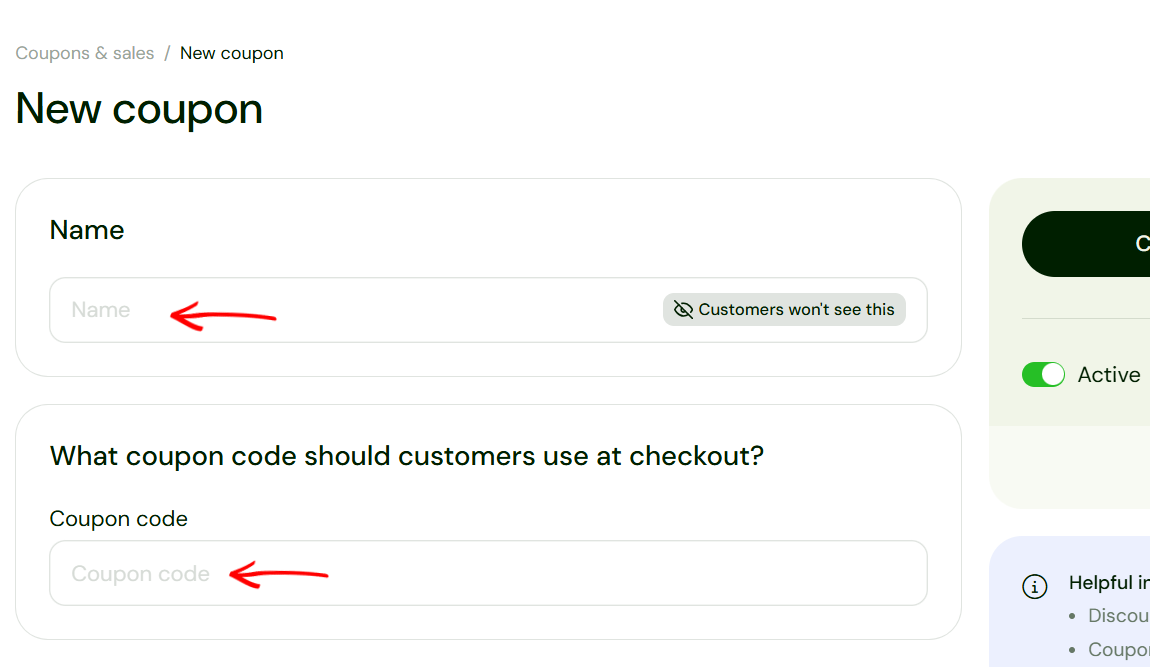 Création d'un nouveau code promo pour un produit