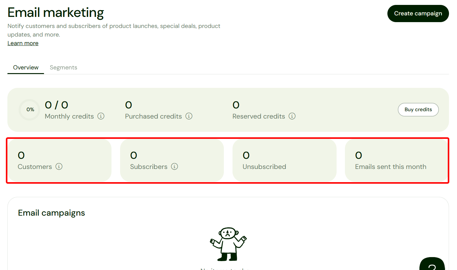 Tableau de bord d'email marketing affichant des statistiques