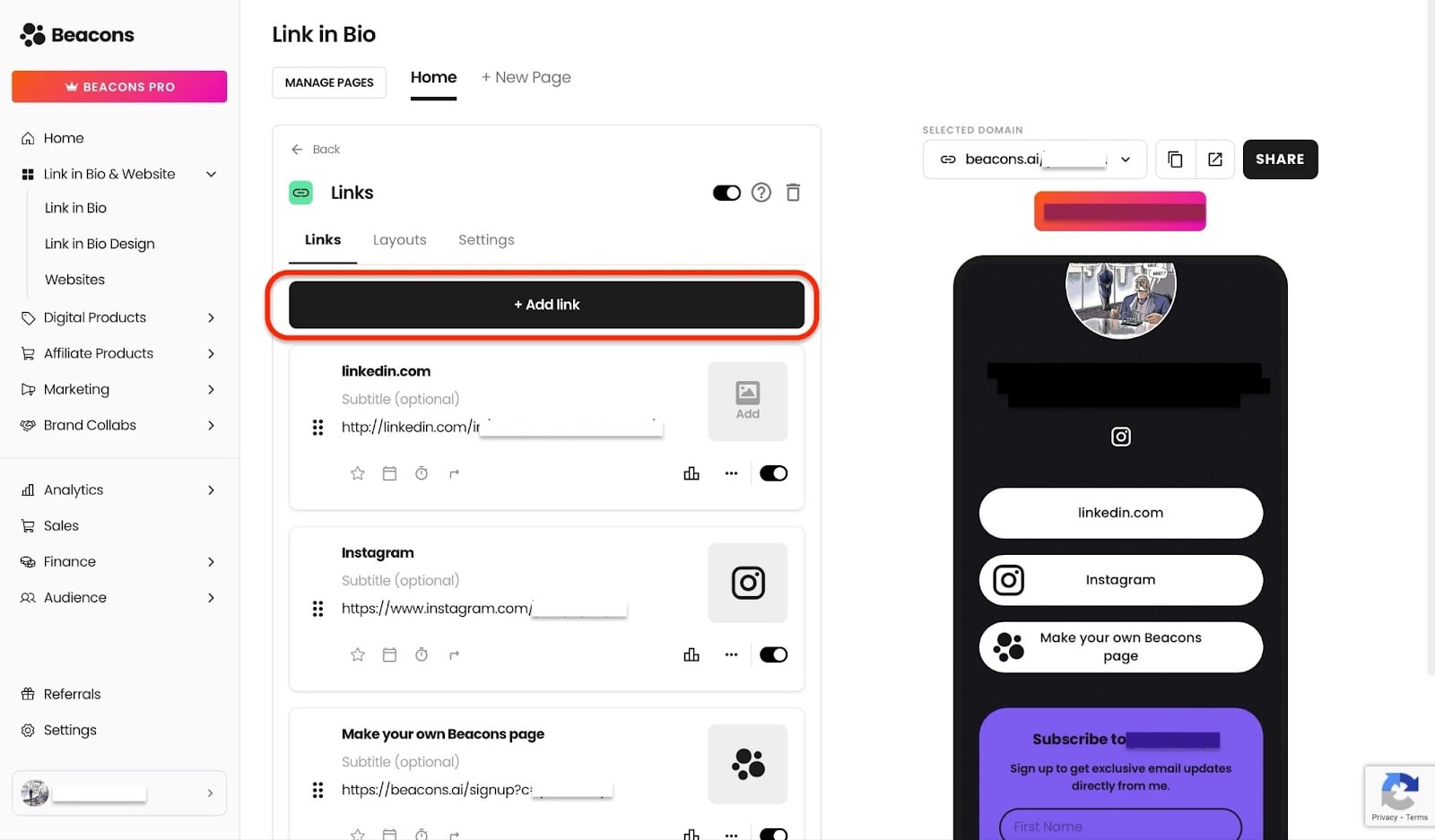 Ajout et modification de liens vers les réseaux sociaux