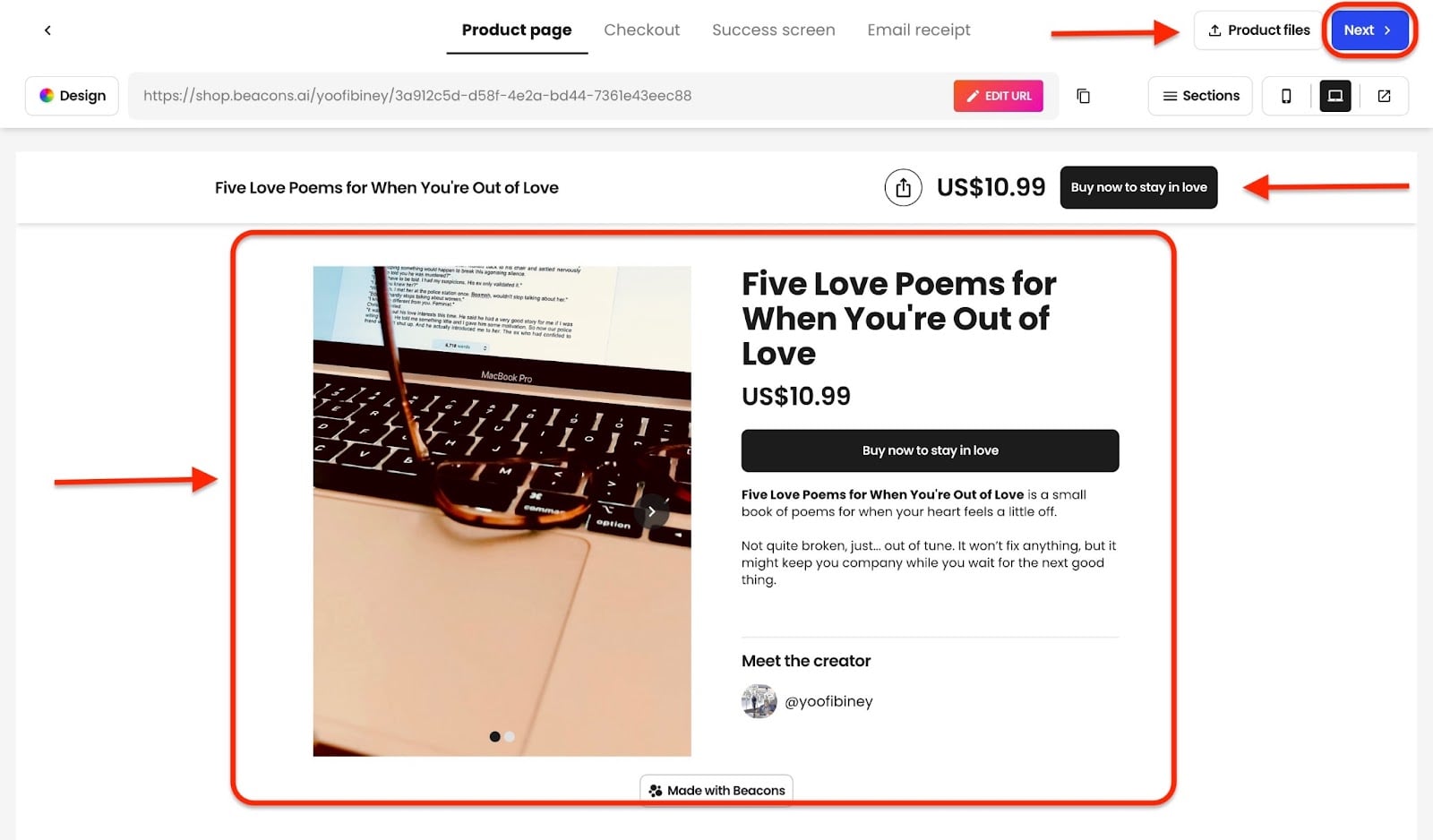 Personnalisation d'une page de produit digital