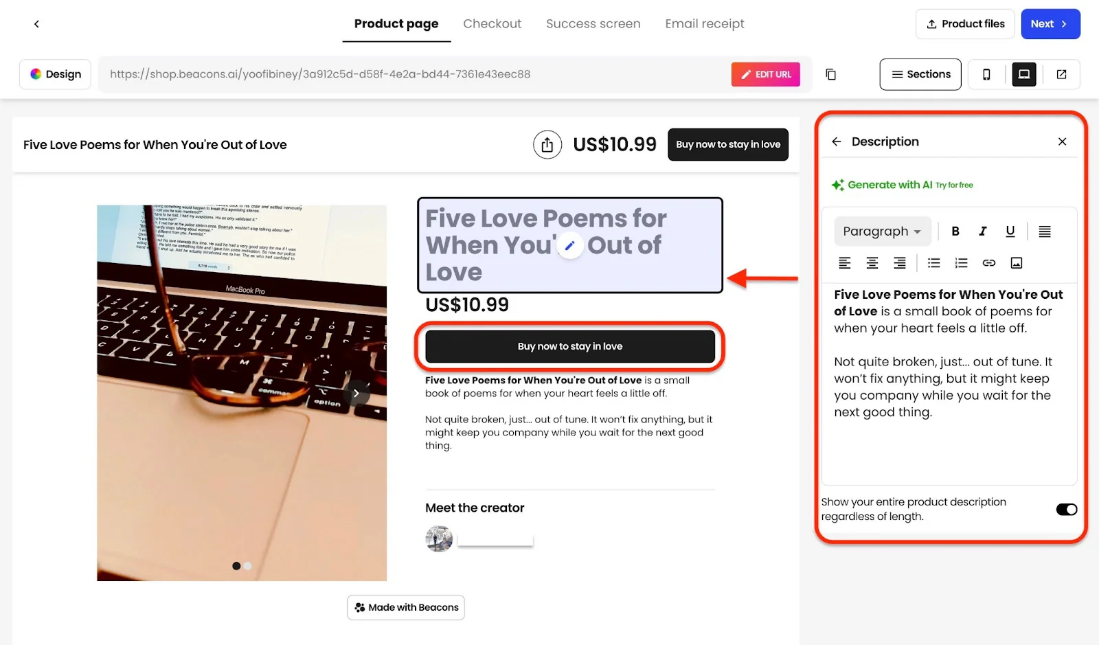 Conception d'une page produit pour vendre des produits digitaux