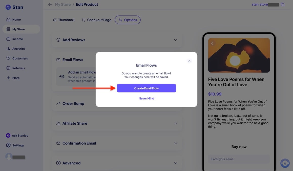 Création d'un nouveau scénario email pour un produit