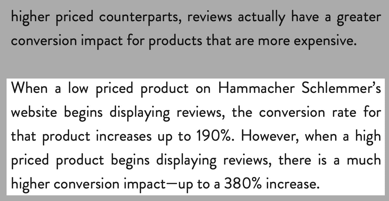 Paragraphe soulignant l'impact des avis produits