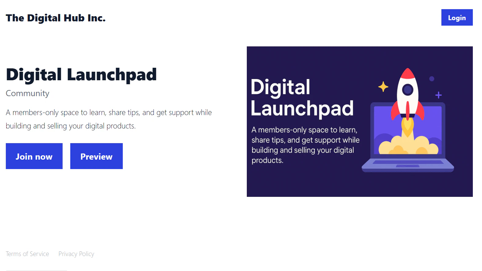 Landing page d'une communauté digitale