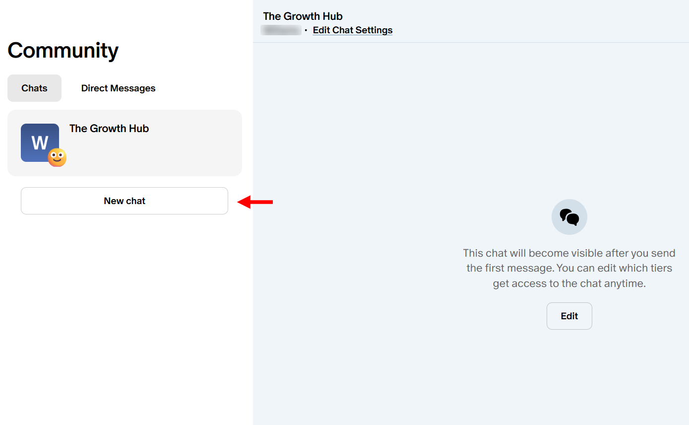 Highlighted button to start a new chat