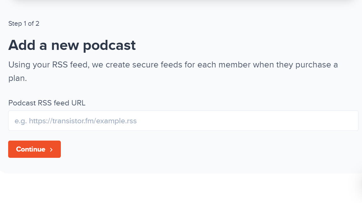 Page to add a new podcast via RSS feed