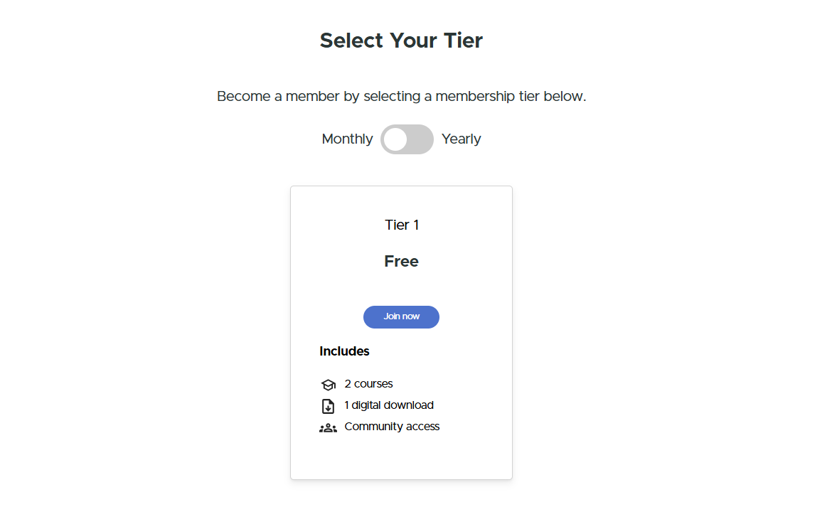 Sales table on one of the best membership platforms