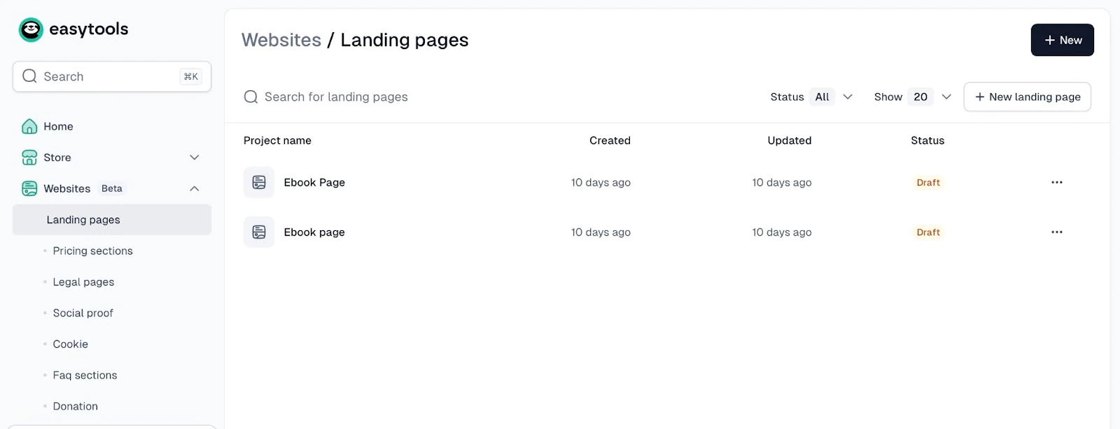 Building landing pages for an online course