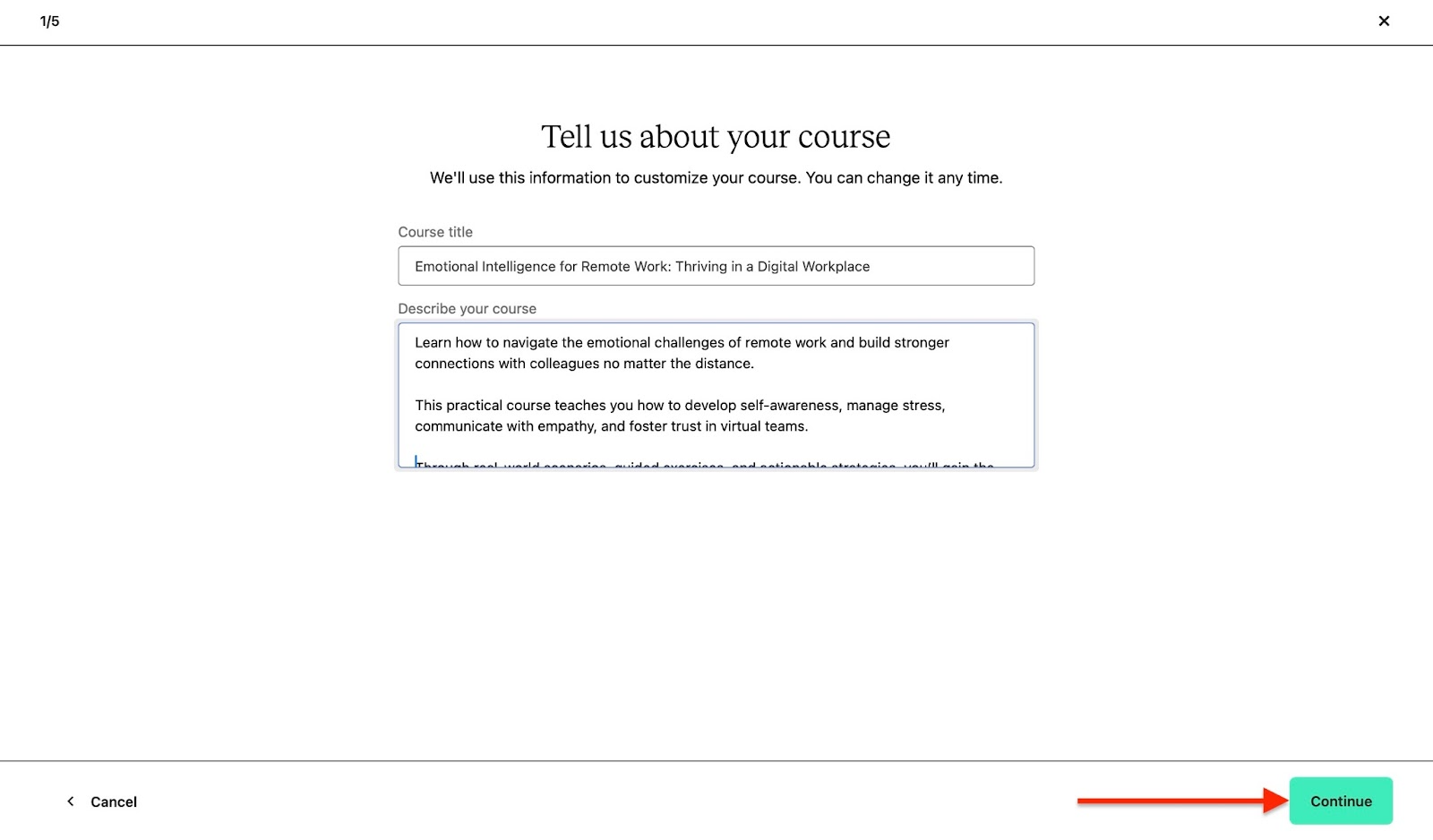 Creating course title and description