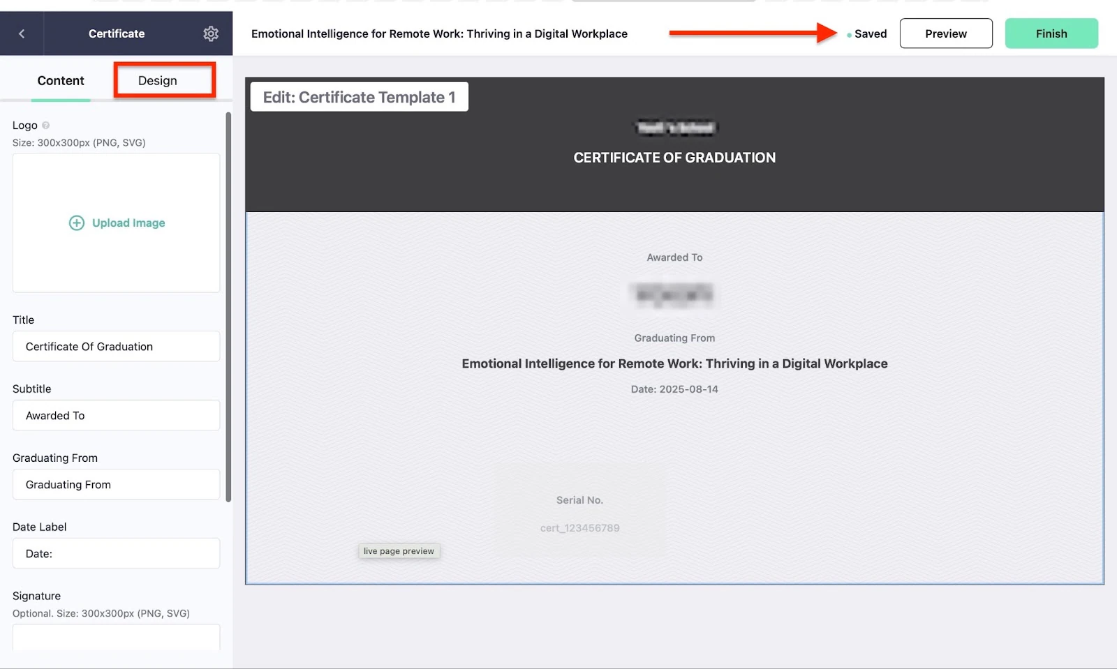 Online course certificates