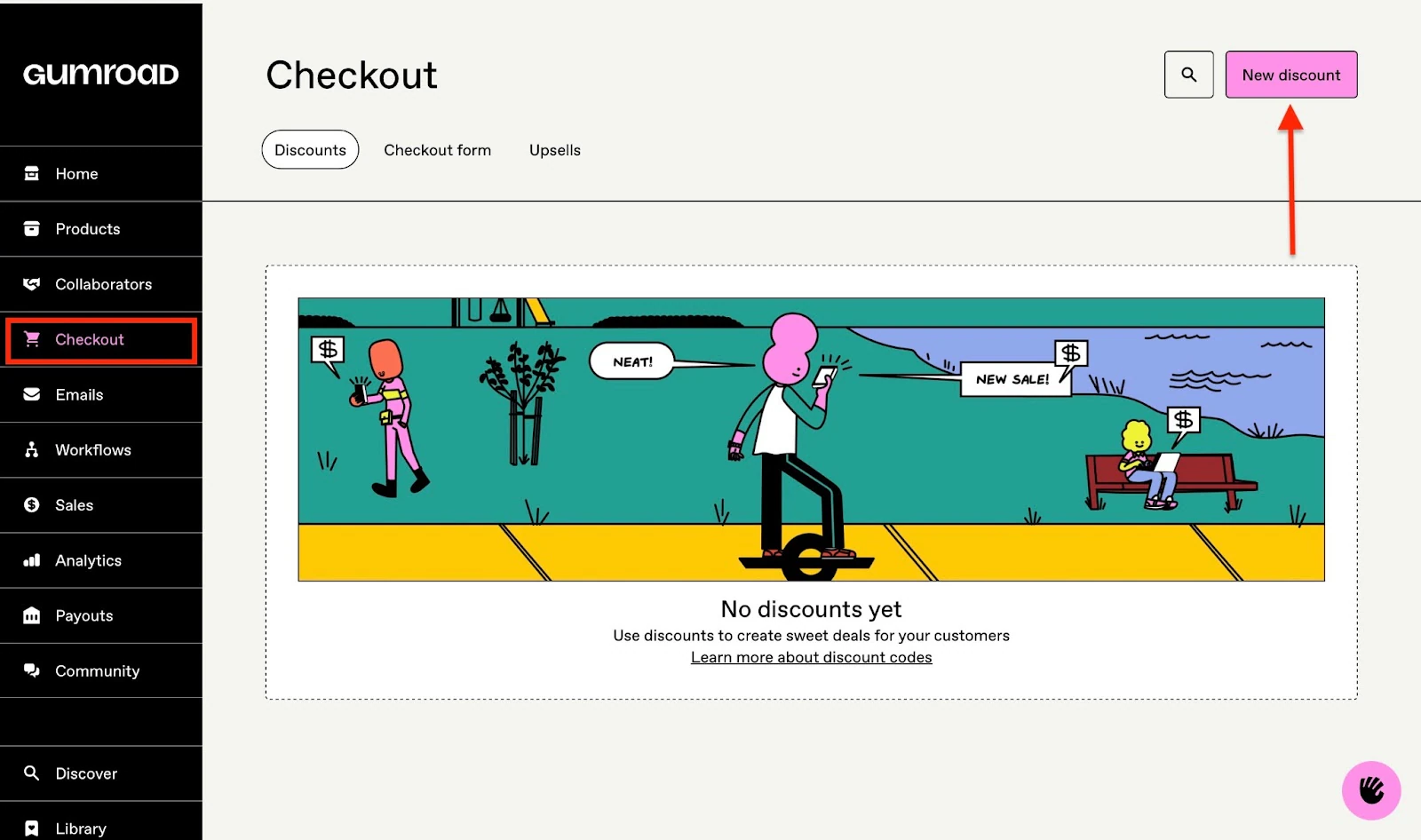 Options to create new discounts for checkout.